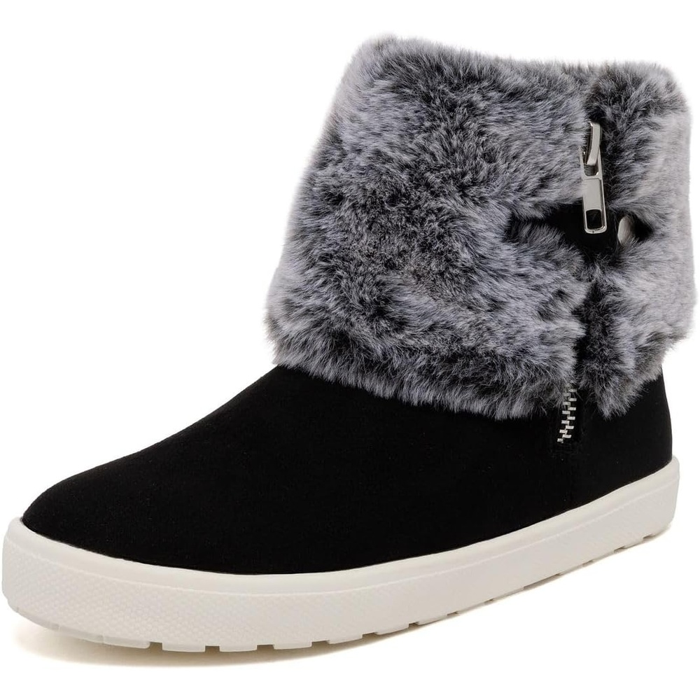 image:imageLONDON FOG Girls Elia Street Cold Weather Snow Boots Faux Fur Zip Up Warm Lined Snow Boots For GirlsBlack