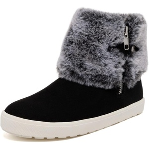 LONDON FOG Girls Elia Street Cold Weather Snow Boots Faux Fur Zip Up Warm Lined Snow Boots For Girls(Black)